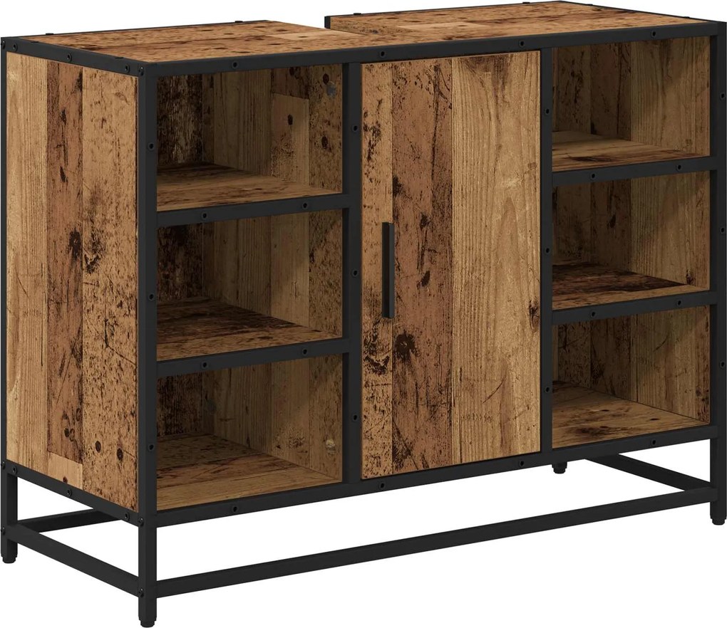 vidaXL Dulap de Baie cu raft Lemn Vechi 80 x 33 x 60 cm Lemn compozit