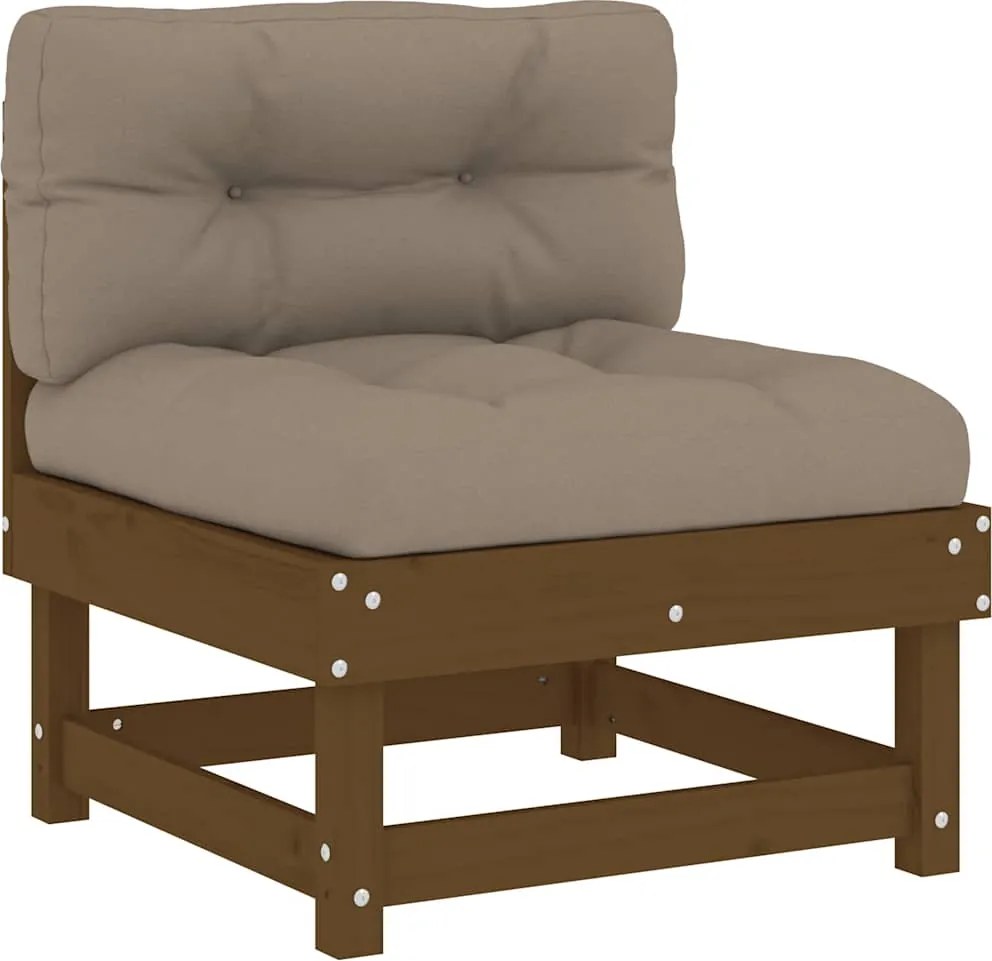 vidaXL Canapea de mijloc cu perne, maro miere, lemn masiv de pin