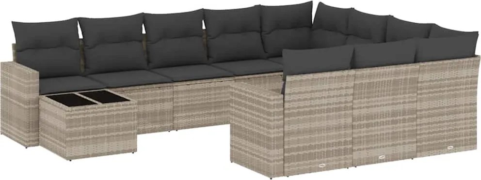 vidaXL Set canapele de grădină cu perne, 11 piese, gri, poliratan