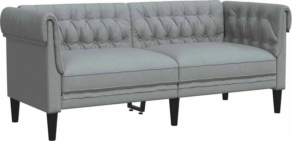 vidaXL Canapea Chesterfield cu 2 locuri, gri deschis, material textil