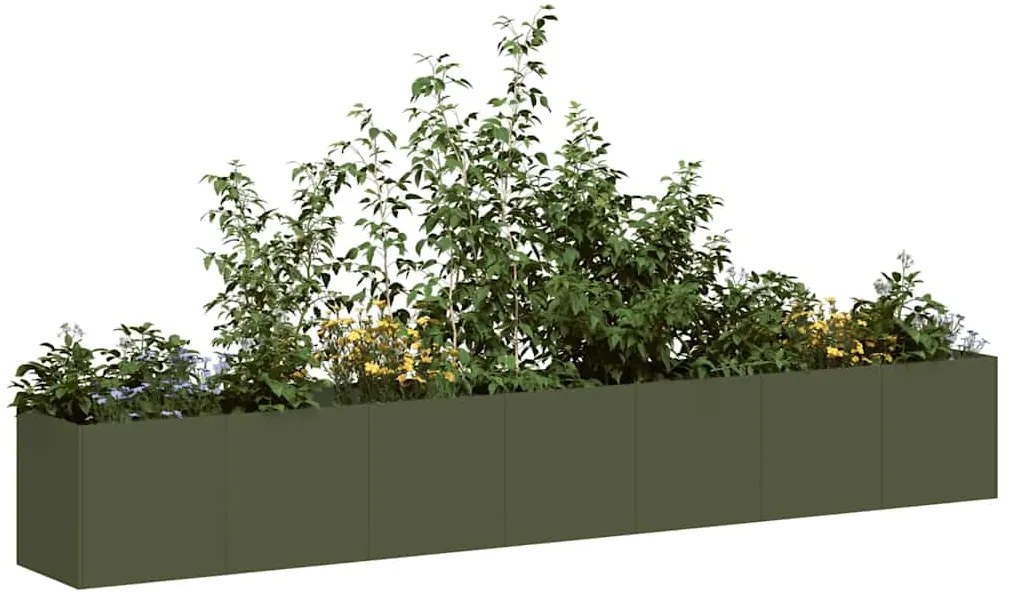 vidaXL Jardinieră verde măsline 280x40x40 cm oțel laminat la rece