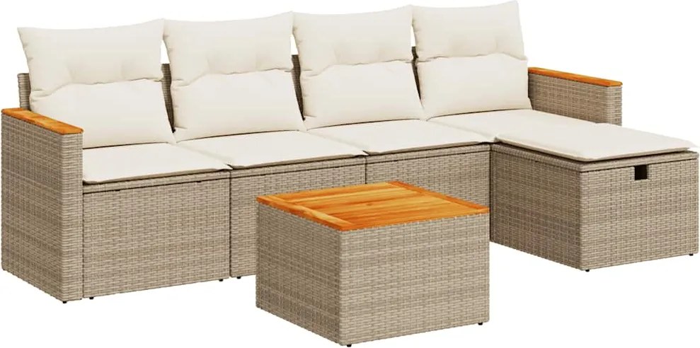 vidaXL Set canapele de grădină cu perne, 6 piese, bej, poliratan
