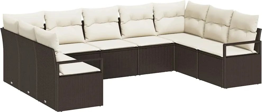 vidaXL Set de canapea cu pernă 9 pcs Maro poliratan