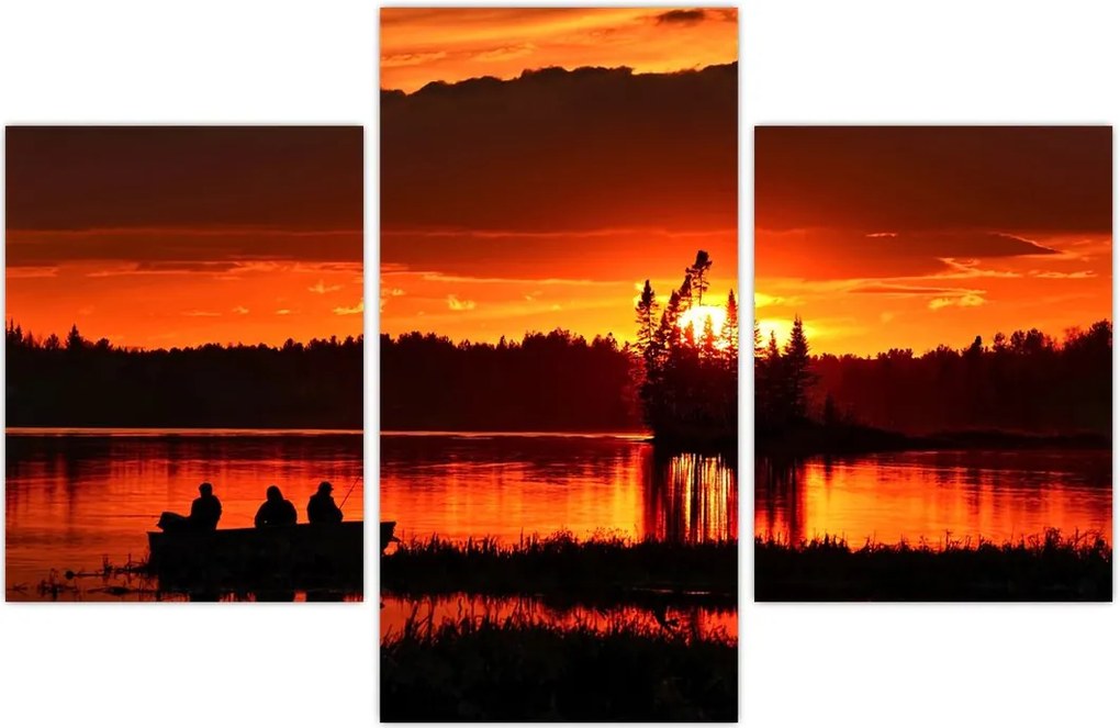 Tablou - Pescari pe lac (90x60 cm)