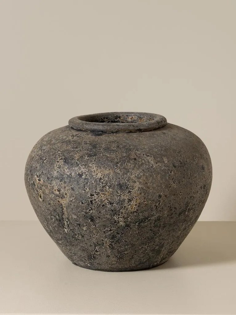 Vas decorativ din teracotta cu finisaj antichizat , H26cm , "Patina"