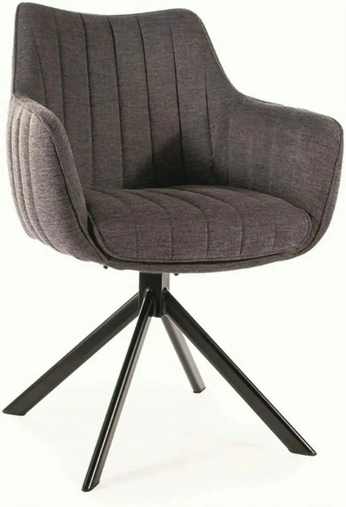 Scaun rotativ AZALIA, gri inchis/negru, stofa/metal, 61x44x86 cm