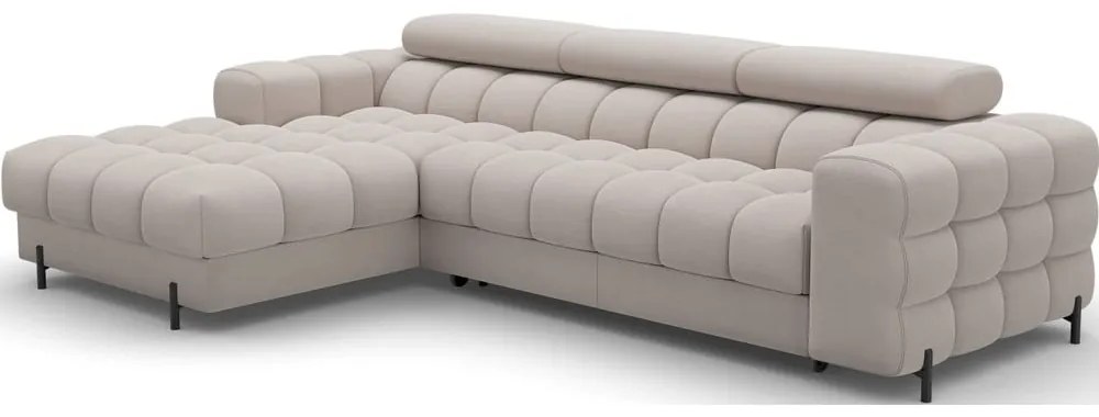 Colțar bej extensibil/cu spațiu de depozitare cu tapițerie din catifea (cu colț pe partea stângă/cu șezlong) Felro – ELTAP