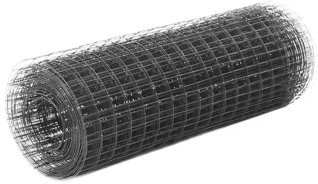 vidaXL Plasă de sârmă găini, gri, 10 x 0,5 m, oțel cu înveliș PVC