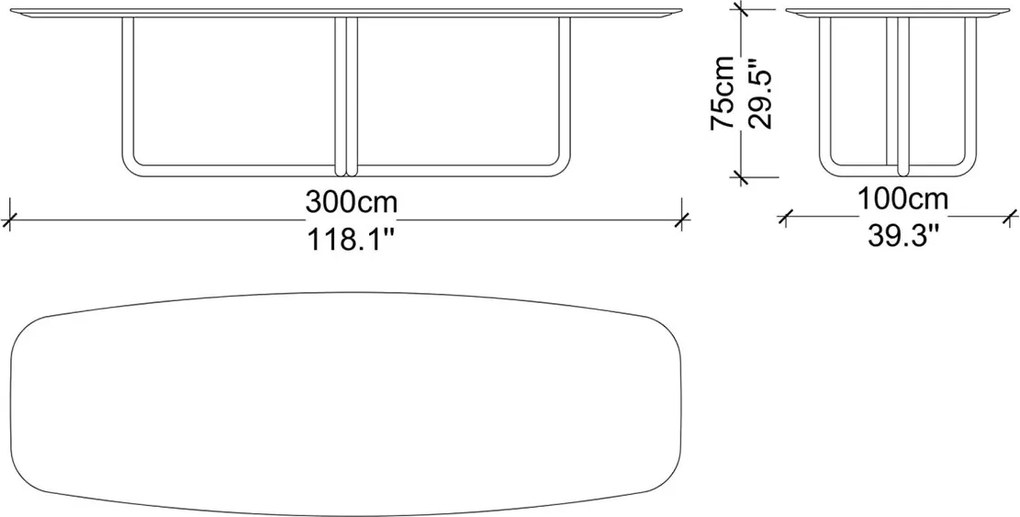 Masă lemn masiv de dining Giallo Personalizabilă - 300 cm