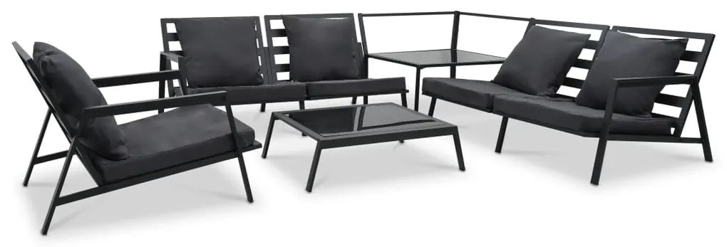 vidaXL Set mobilier grădină cu perne 5 piese gri închis aluminiu