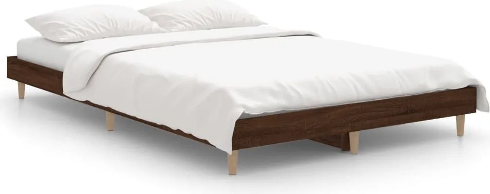 vidaXL Cadru pat fără saltea stejar maro 120x190 cm, lemn prelucrat