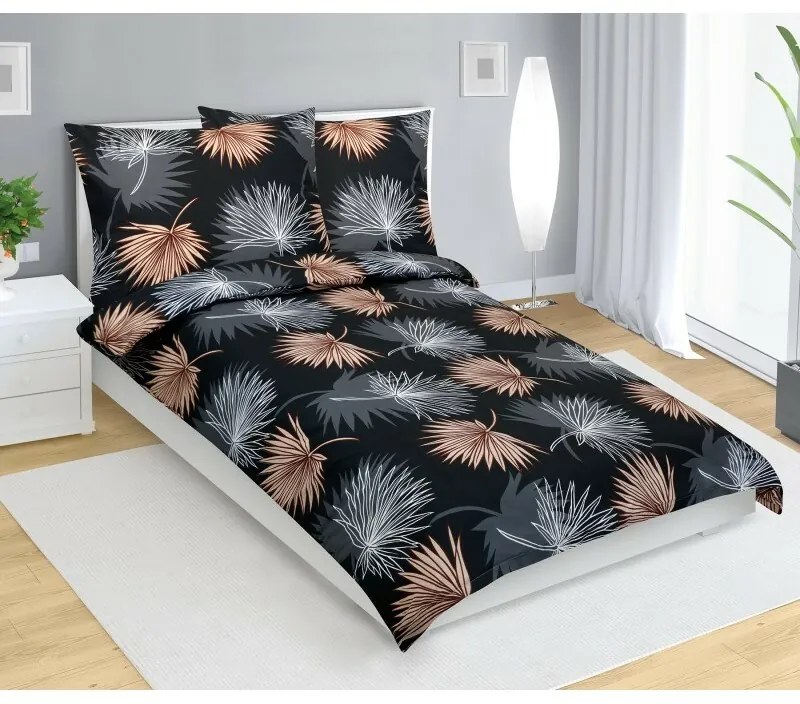 Bellatex Lenjerie de pat din bumbac Palm Leafnegru, 140 x 200 cm, 70 x 90 cm