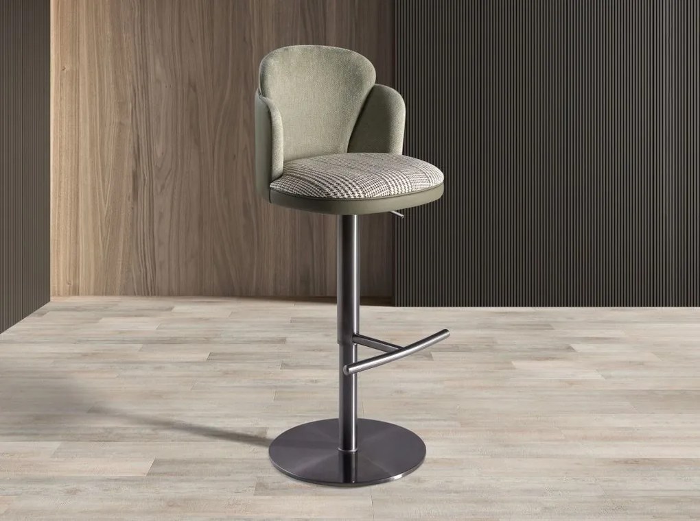 Scaun de bar pivotant cu inaltime reglabila Stool verde inchis