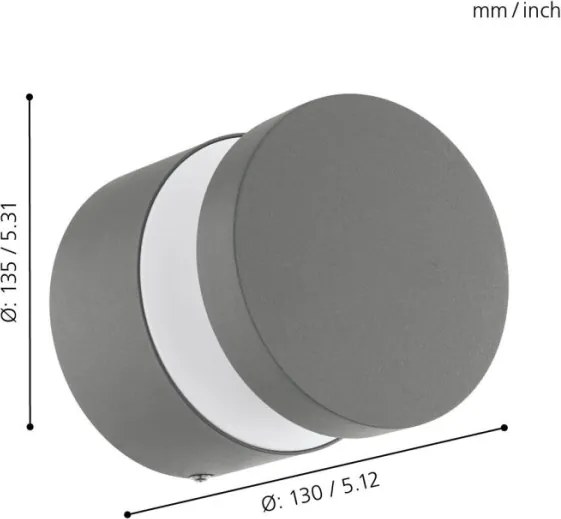 Eglo 97301 - Aplica LED de perete pentru exterior MELZO, 11W/230V, gri, IP65