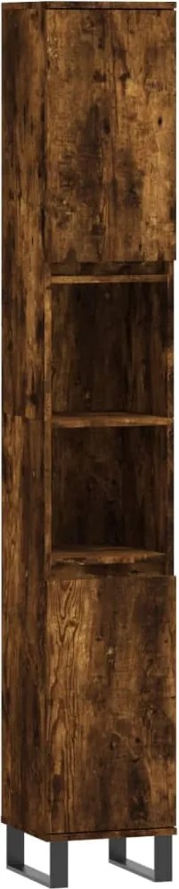 vidaXL Dulap de baie, stejar afumat, 30x30x190 cm, lemn prelucrat