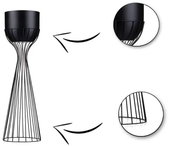 Ghiveci metalic de flori LOFT 56x20 cm negru