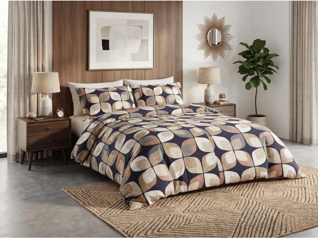 Lenjerie de pat Creponata din bumbac Renforce FRUNZA DE TOAMNA colorat Dimensiune lenjerie de pat: 70 x 90 cm | 140 x 200 cm