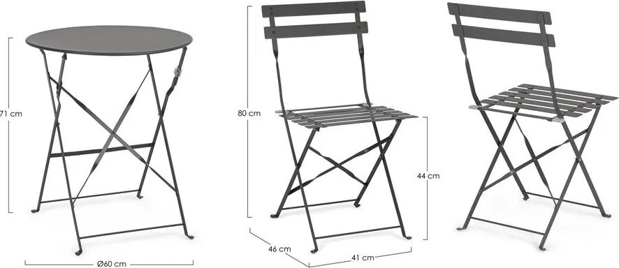 Set de dining pentru grădină gri antracit din oțel pentru 2 persoane Austin – Bizzotto