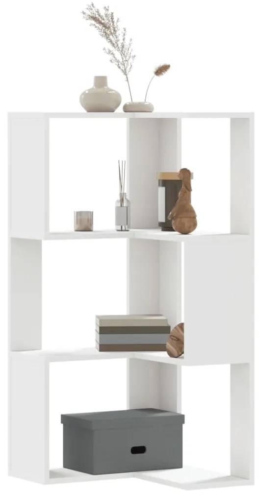 vidaXL Bibliotecă 3 niveluri alb 50x50x102 cm lemn prelucrat