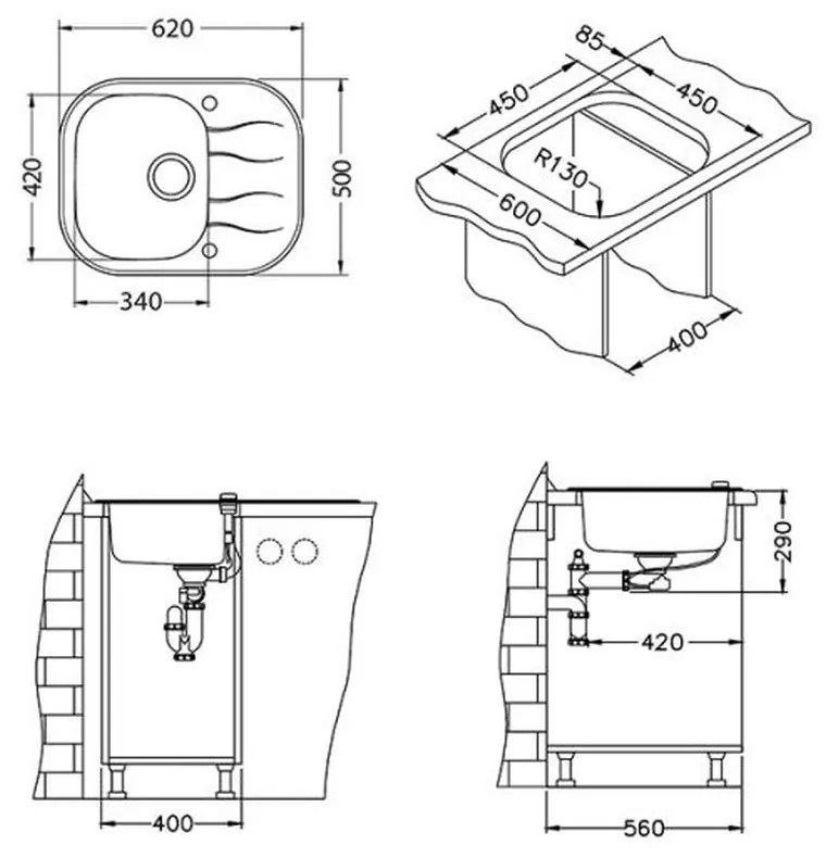 Chiuveta bucatarie inox si sticla securizata alba Alveus Wave 10 Alb