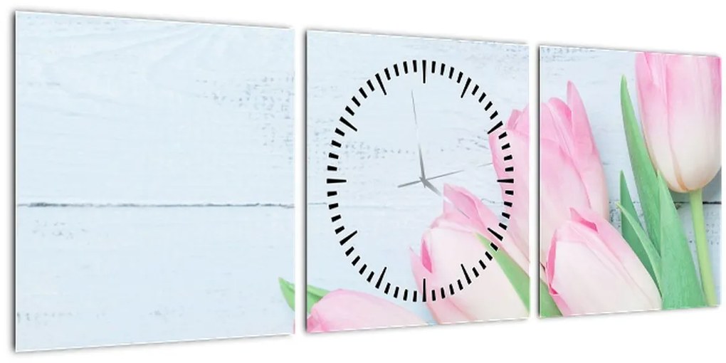 Tablou - Buchet de lalele (cu ceas) (90x30 cm)