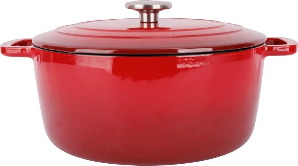 Oală fontă emailată cu capac 28 cm. 6.9 L, Roșu tradițional Fontestic Cosy &amp; Trendy 9967503