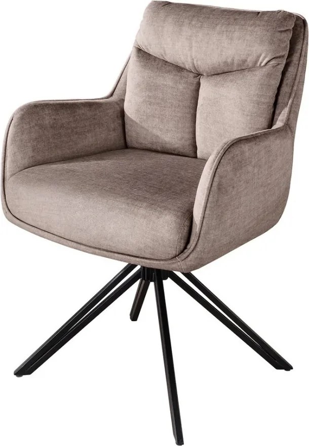 Set de 2 scaune pivotante, metal negru, catifea taupe, PROMETHEUS