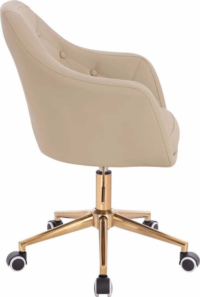 HR831K Scaun Crem Piele Ecologica Premium Soft cu Bază Aurie