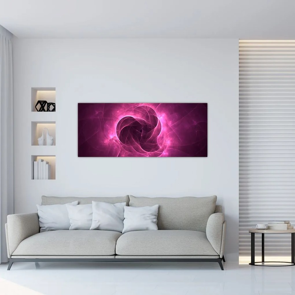 Tablou cu abstracțiune modernă în roz (120x50 cm)