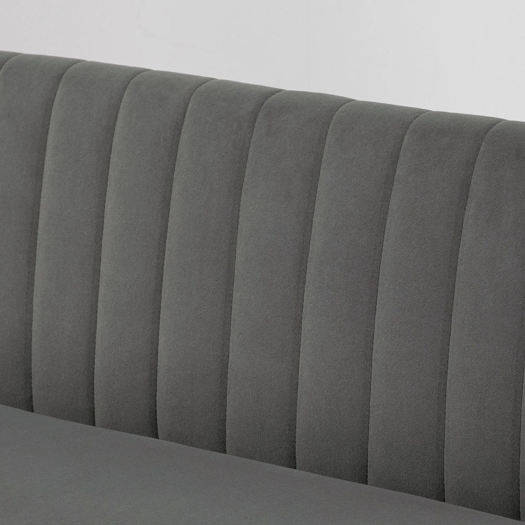 HOMCOM Canapea retro 2 locuri, picioare din lemn, 117 cm x 56,5 cm x 77 cm, gri închis | Aosom Romania