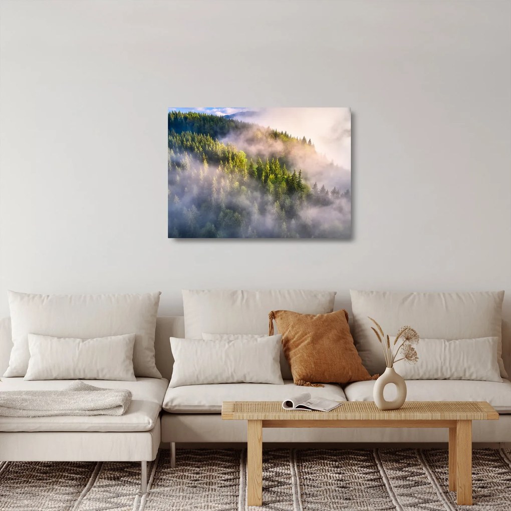 Tablou pe sticlă peisajului montan (70x50 cm)