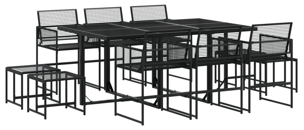 3295044 vidaXL Set mobilier de grădină, 11 piese, negru, poliratan