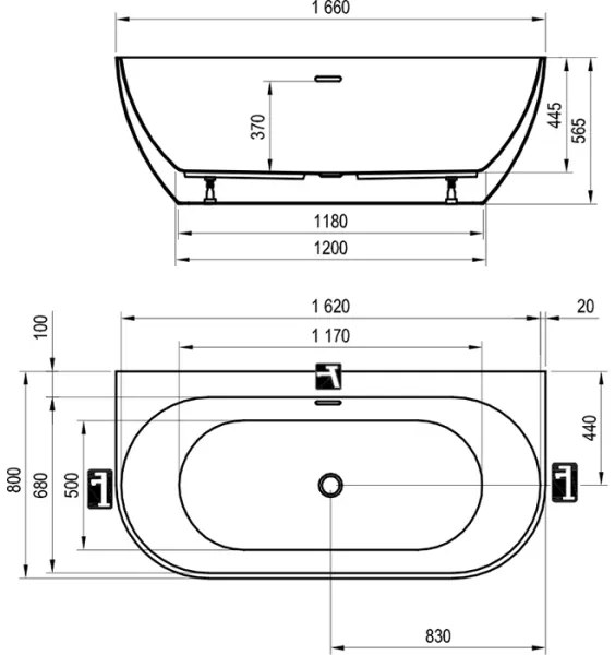 Ravak XC00100024 - Cadă FREEDOM 166 x 80 cm, acrilică, alb lucios