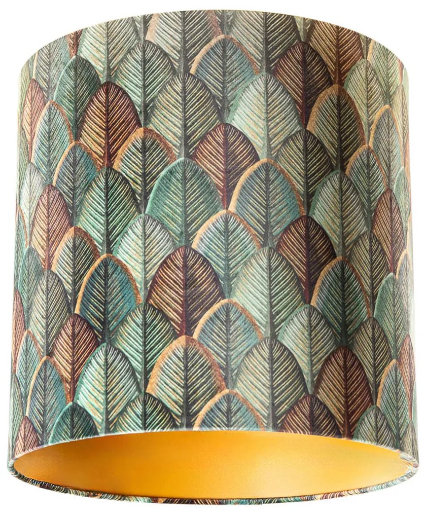 Abajur din catifea cu design frunze și interior auriu 40/40/40