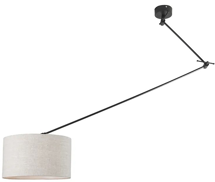 Lampă suspendată neagră cu abajur 35 cm gri deschis reglabil - Blitz