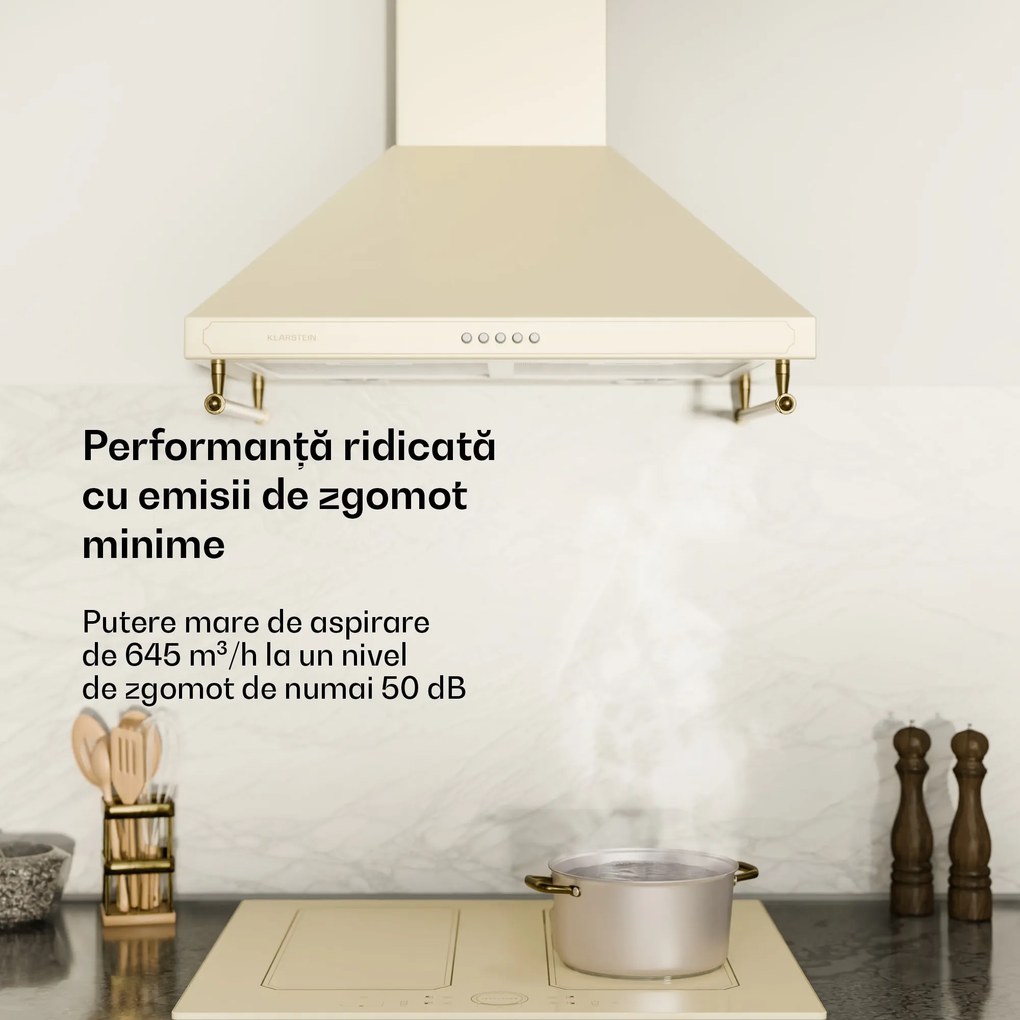 Klarstein Victoria, hotă extractoare, 60 cm, design retro, 630 m³ / h, 2 lumini LED