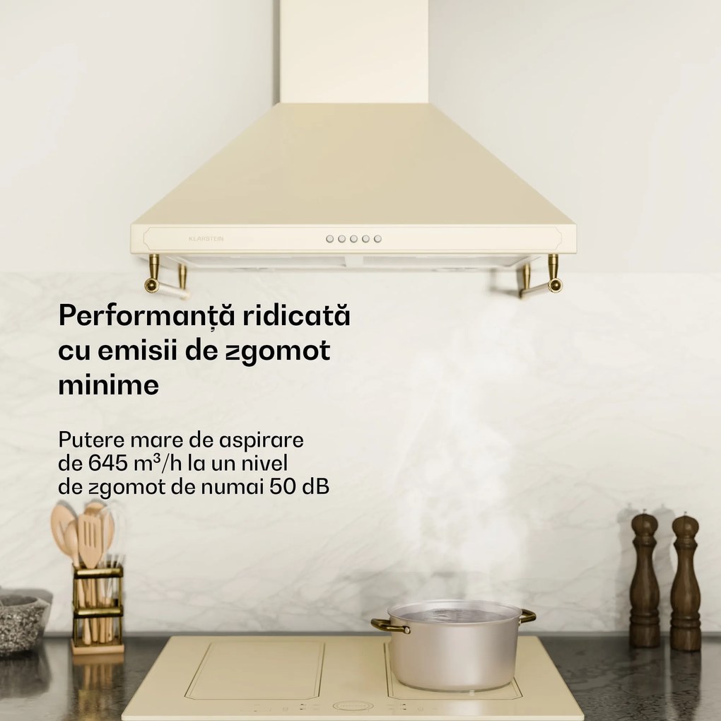 Klarstein Victoria, hotă extractoare, 60 cm, design retro, 644,5 m³ / h, 2 lumini LED