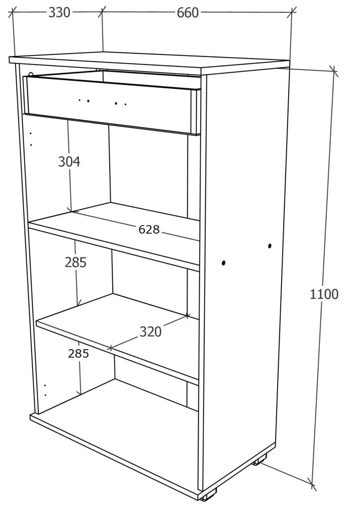 Pantofar haaus Como, 1 Sertar, 2 Usi, Antracit/Alb, L 66 x l 35 x H 110 cm