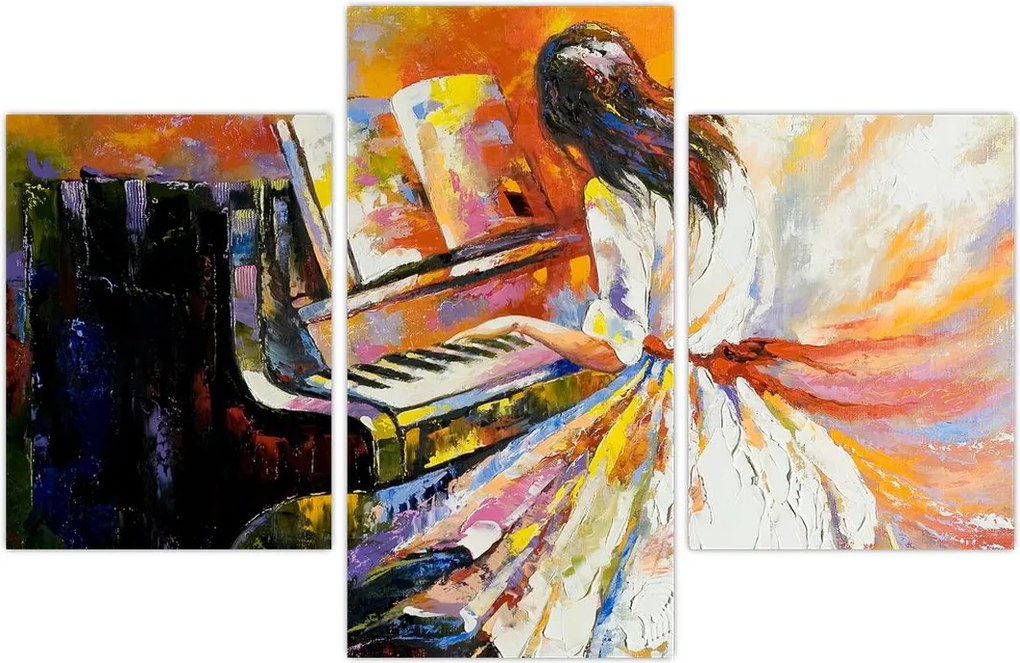 Tablou - Femeia cântând la pian (90x60 cm)