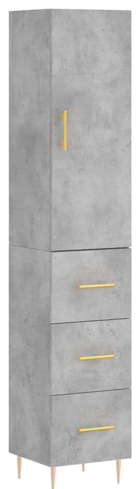 3198845 vidaXL Dulap înalt, gri beton, 34,5x34x180 cm, lemn prelucrat