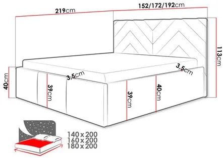Pat matrimonial 180 cm Mengalora (Bej) (cu somieră) (cu sp. depozitare). 1104385