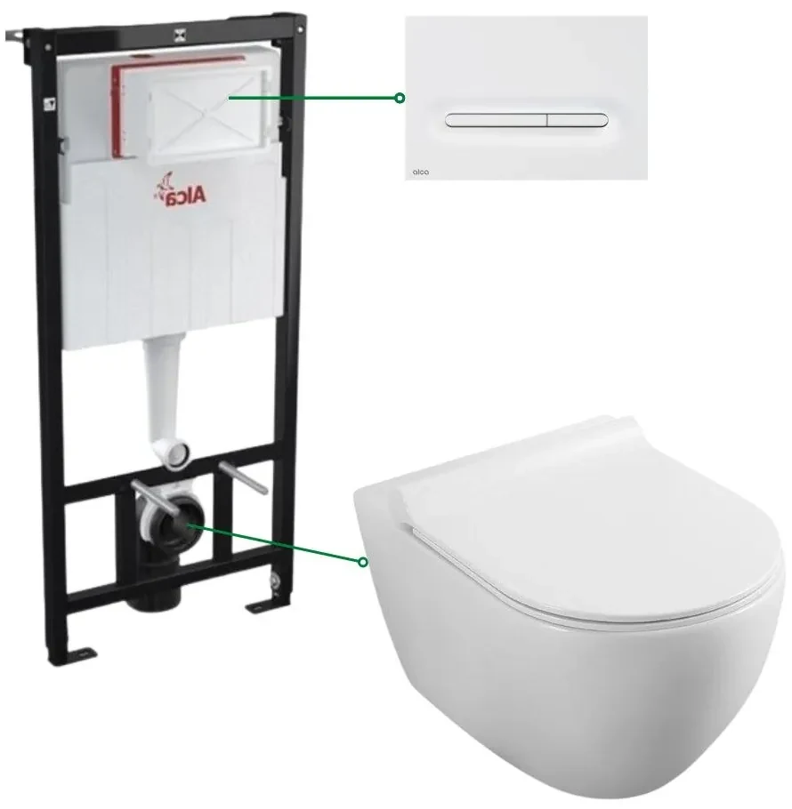 Set vas wc rimless cu capac soft close Fluminia Minerva, rezervor