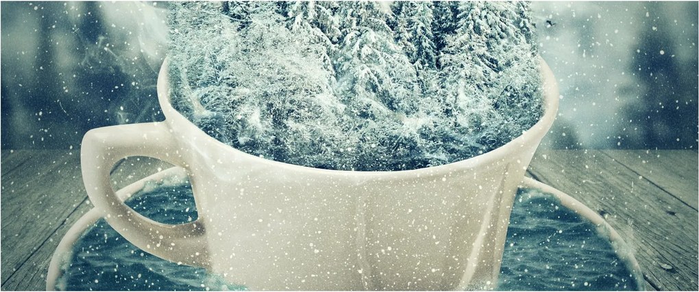 Tablou - Lumea de iarnă într-o căniță (120x50 cm)