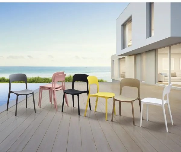 PAZZO DESIGN Set de 4 scaune Luana gri din polipropilenă | Aosom Romania