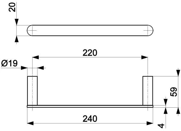 Suport de perete pentru prosoape KFA Armatura 864-025-00 24 cm crom lucios