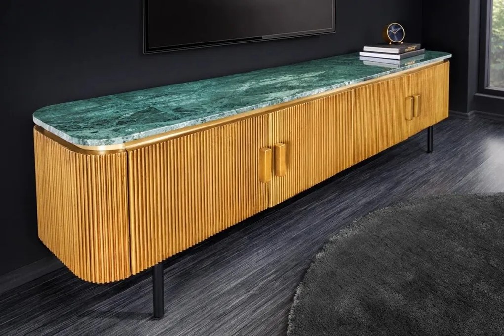 Comoda TV design retro cu blat din marmura Veneziano 160cm A-44534 VC
