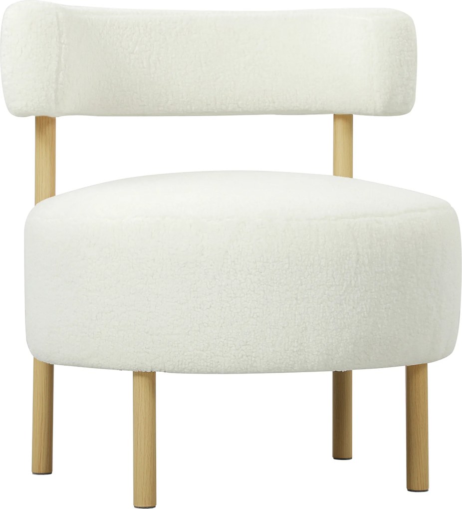 HOMCOM Fotoliu lounge fotoliu relax cu Sherpa-Fleece, picioare metalice cu aspect de lemn, fotoliu tapițat 67 x 67 x 71 cm Alb crem | Aosom Romania