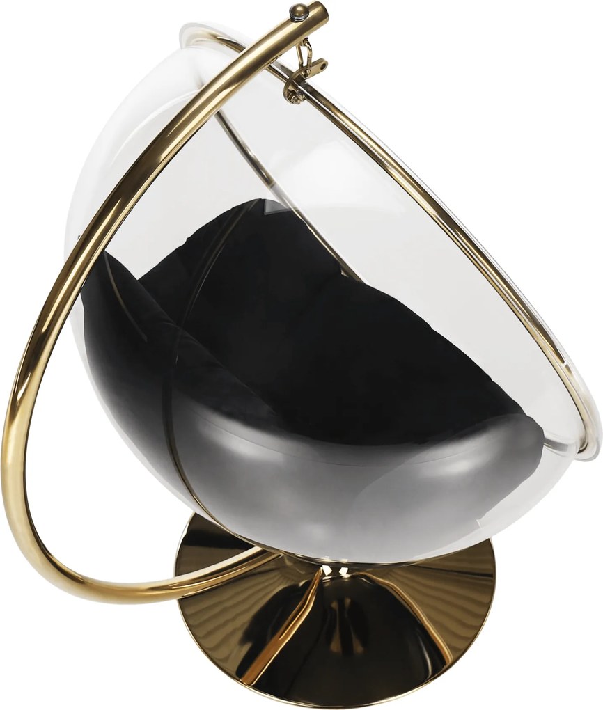 Scaun suspendat cu suport, transparent/auriu/negru, BUBBLE NEW TIP 3