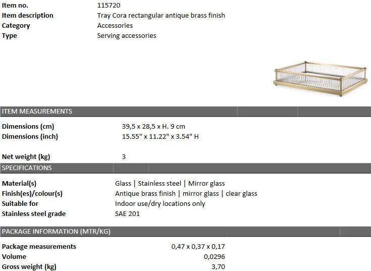 Tava design LUX Cora Rectangular, alama 115720 HZ