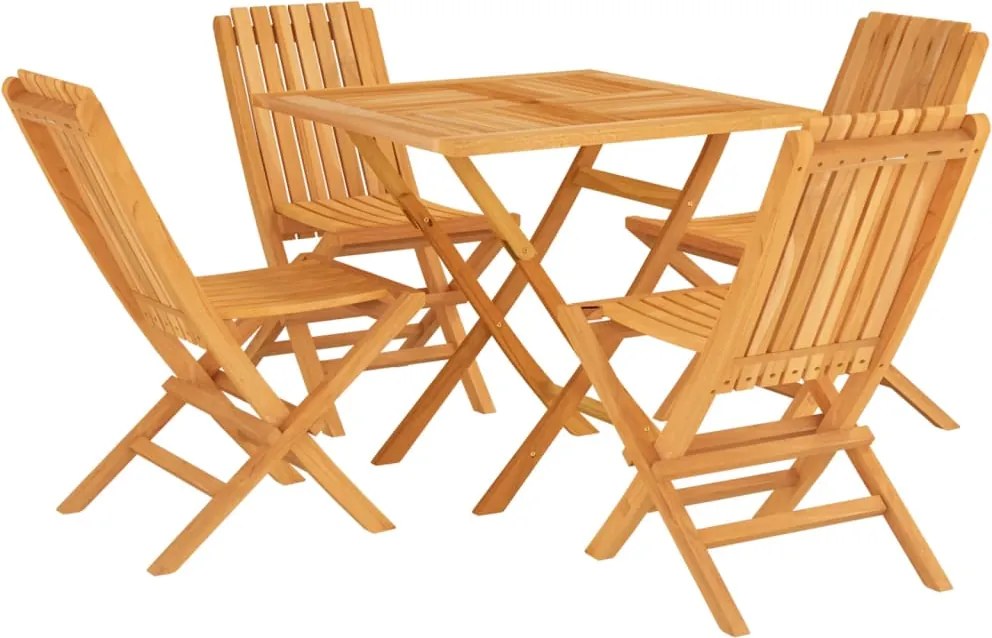 vidaXL Set masă pentru grădină, lemn masiv de tec, 5 piese